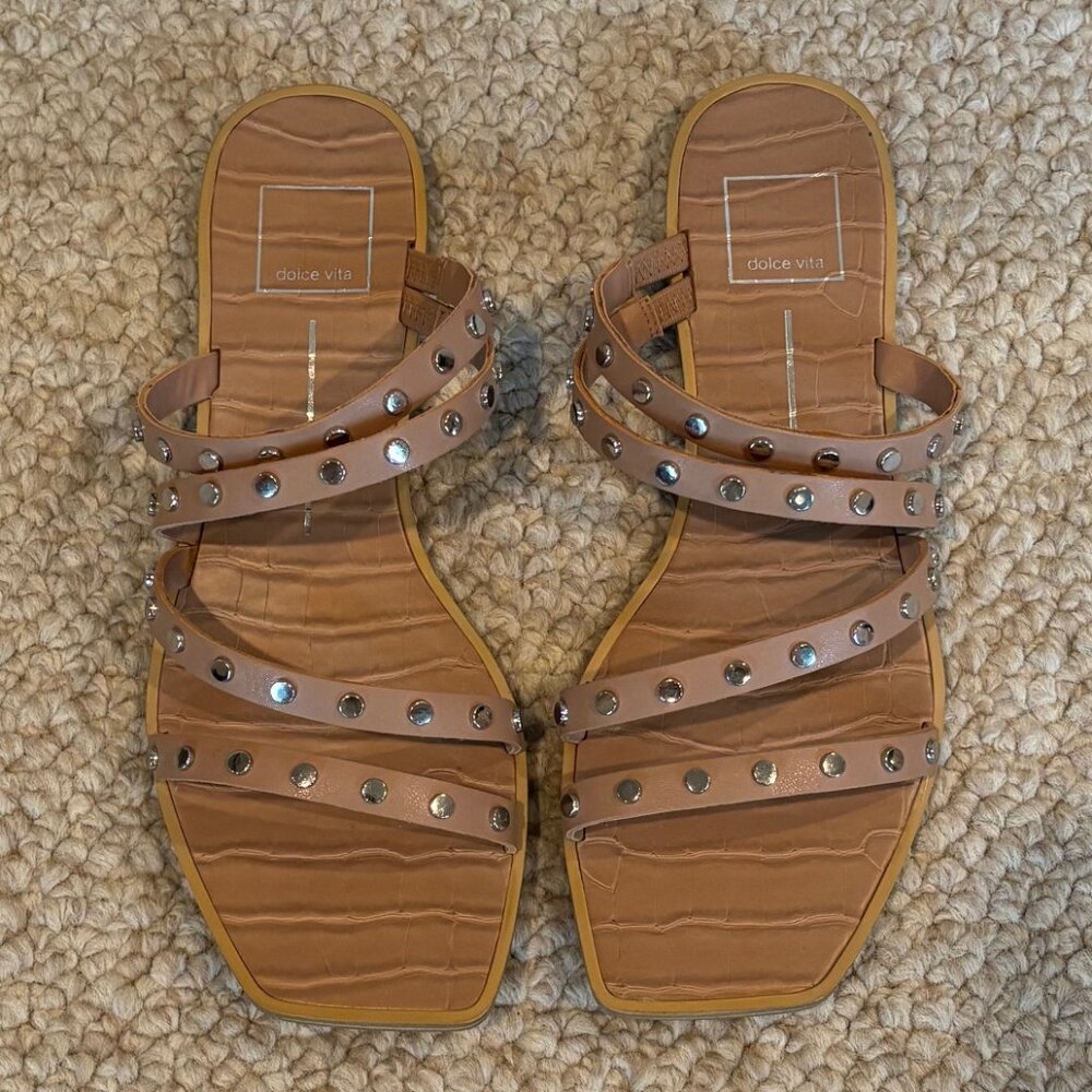 Dolce Vita Beige Embellished Sandals Size 8-1/2